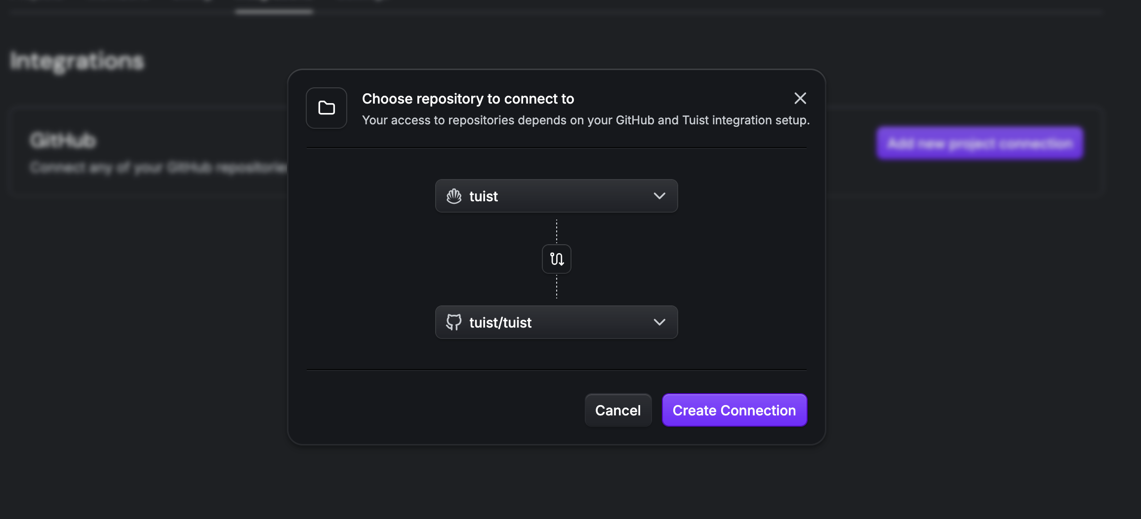 An image that shows adding the project connection